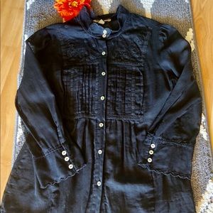 Free People sheer black button up top
